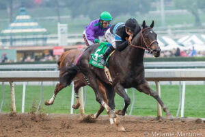 Shared Belief runs by Horse of the Year California Chrome